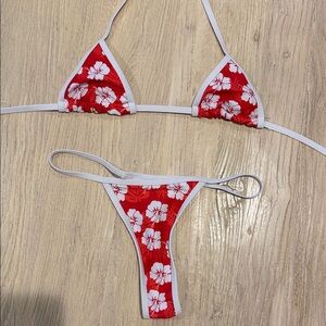 Red Floral Bikini Set